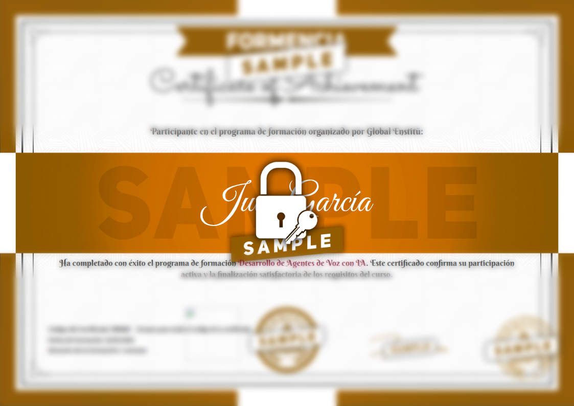 Certificado Desarrollo de Agentes de Voz con IA de Muestra