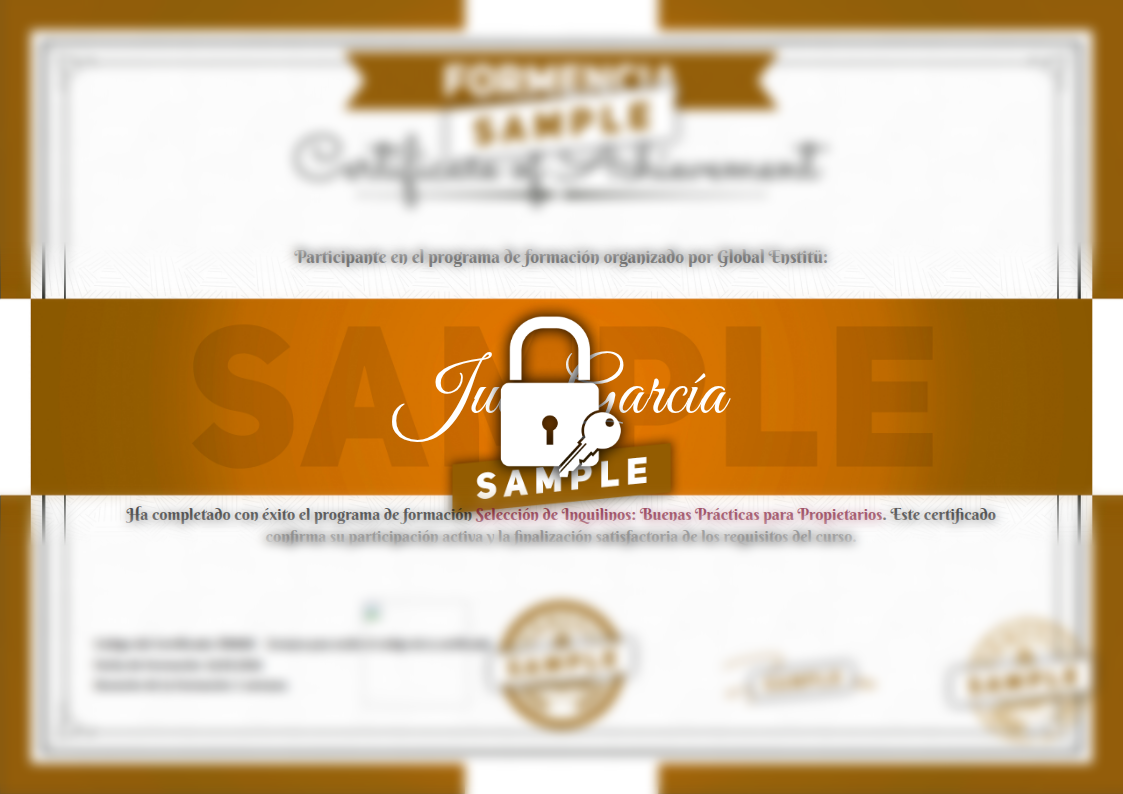 Certificado Selección de Inquilinos: Buenas Prácticas para Propietarios de Muestra